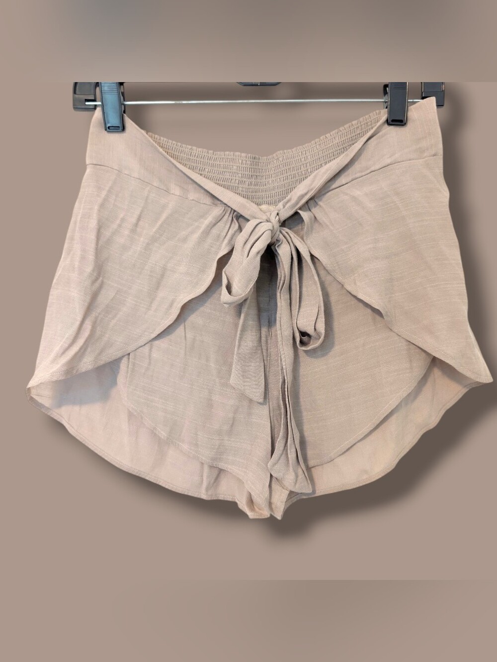 Monday Swimwear Taupe Lightweight Tie Front Mini San Miguel Short SM Cover-Up
